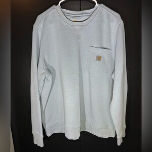 Carhartt Women's Relaxed Fit Midweight Crewneck Pocket Blue Sweatshirt